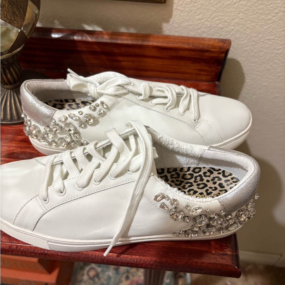 Chico's White Women's Sneakers with Crystal Embellishments